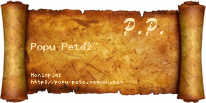 Popu Pető névjegykártya